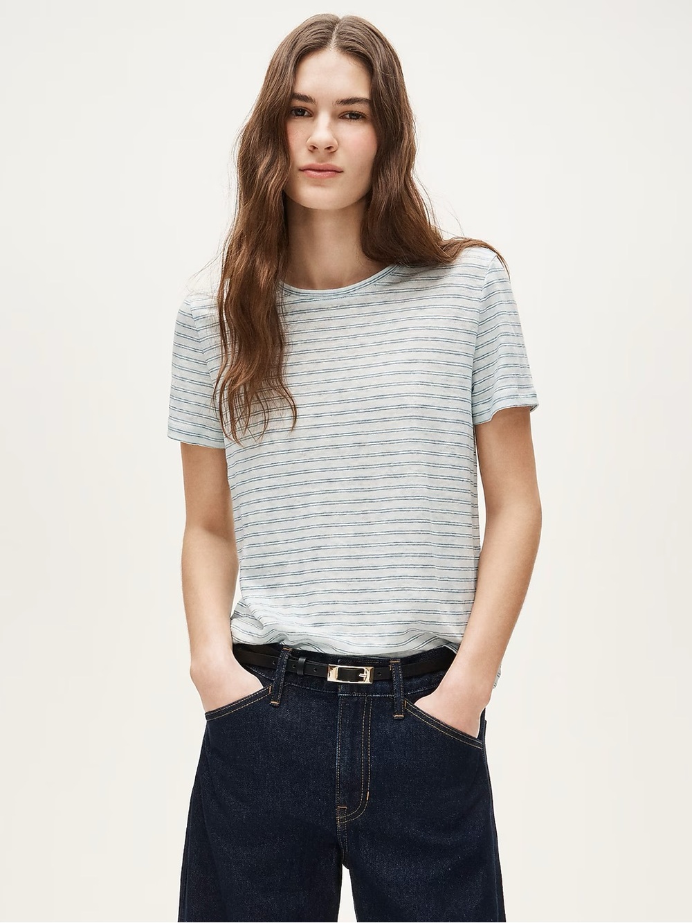 J.Crew New Relaxed Linen T-Shirt in Stripe